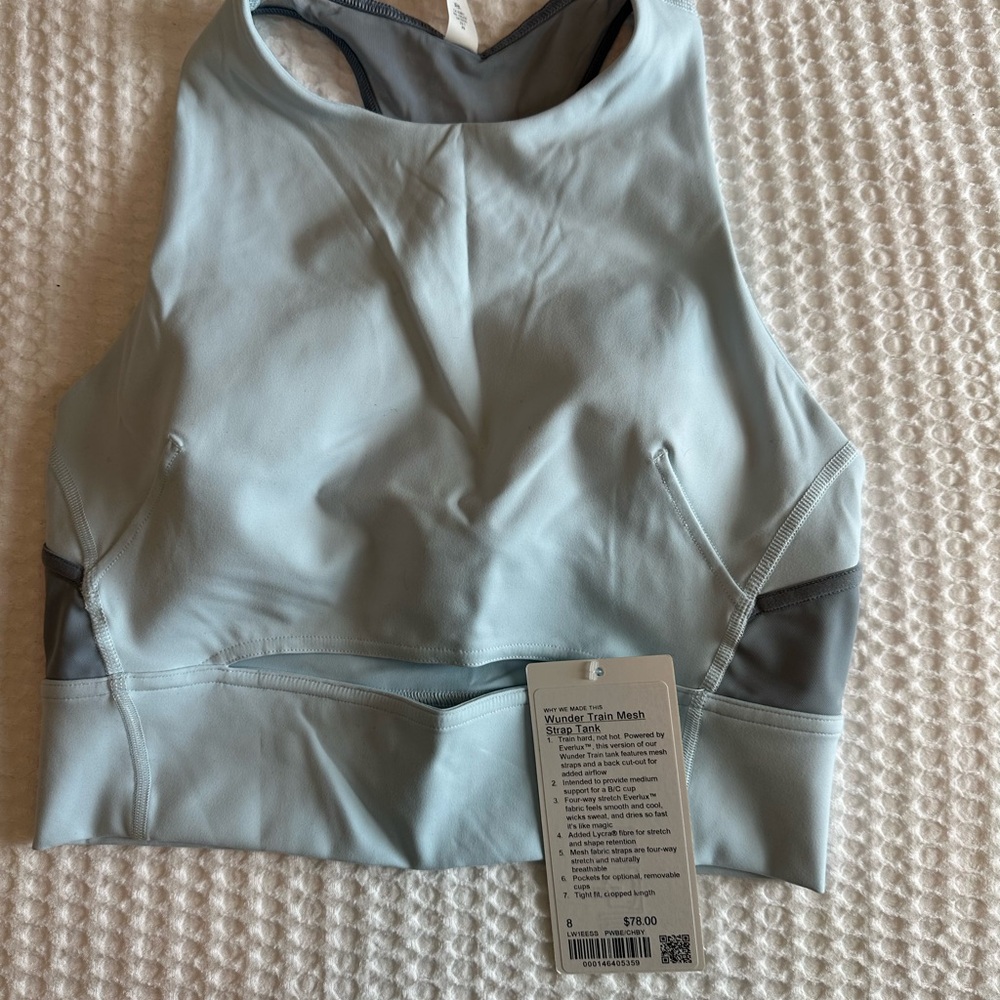Lululemon Women's Light Blue and Gray Sports Bra